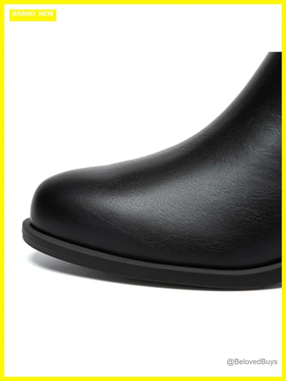 Chunky Low Heel Ankle Boots with Side Zipper PU Leather Round Toe